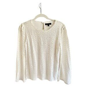 Banana Republic Shirt Womens Small Eyelit Lace Lined Flare Sleeve Office Summer